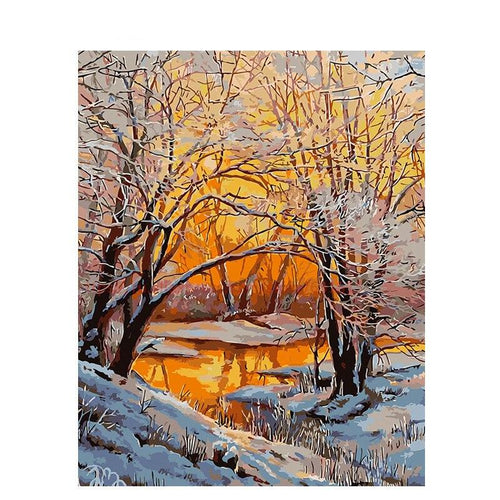 Winter Landschap | Schilderen Op Nummer Schilderen op nummer eigen foto, Schilderen op nummer volwassenen, paint by numbers, verven op nummer, paard, kinderen